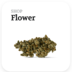 Cannabis flower with the call to action "shop flower"
