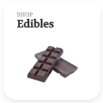 THC infused chocolate with the call to action "shop edibles"
